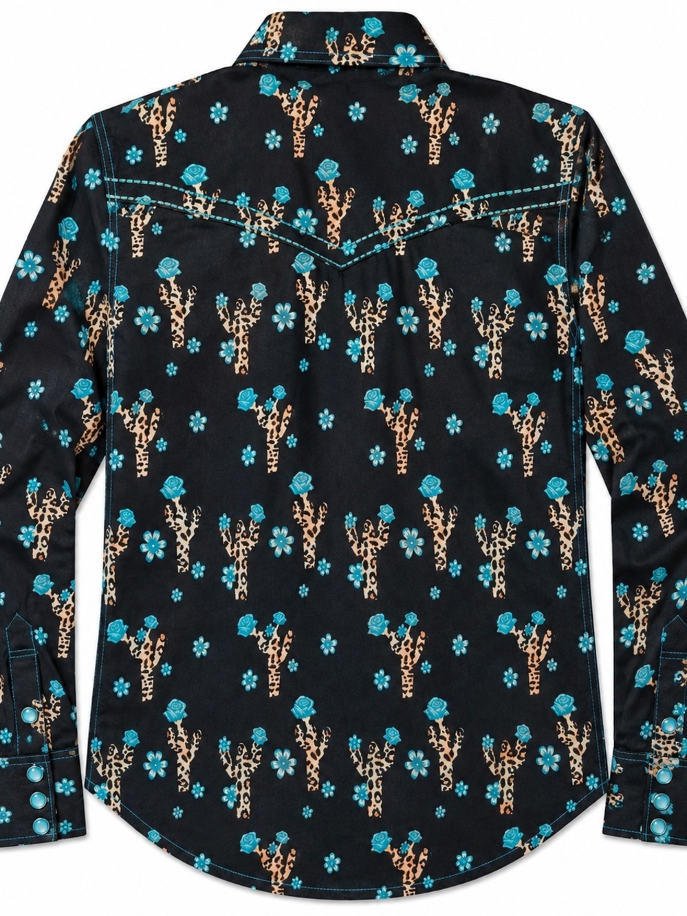 Cowgirl Hardware Girls L 10/12 Leopard Cactus Western Snap Shirt NWT - Picture 3 of 10